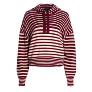rag & bone Pierce Striped Cashmere Hooded Sweater in Wine - size S